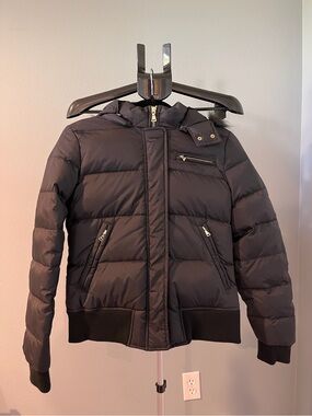 Express Black Quilted Puffer Jacket with Hood